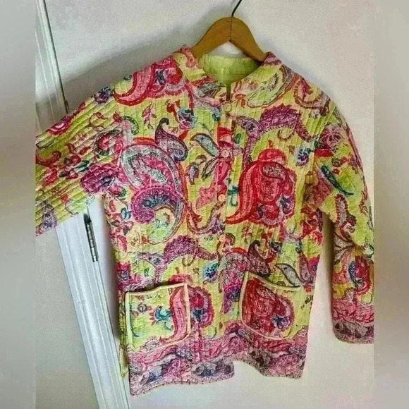 La Cera women’s quilted reversible jacket colorful paisley size medium - Picture 3 of 13